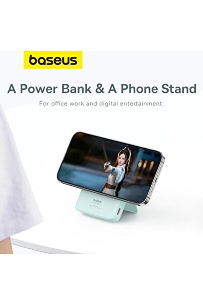 Baseus باور بانك ماج سيف 5000 مللي أمبير، شاحن لاسلكي مغناطيسي للآيفون مع شحن سريع PD 20 وات، S