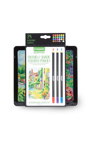 Crayola 24-Piece Signature Blend and Shade Colored Pencil Set with Storage Tin Multicolor