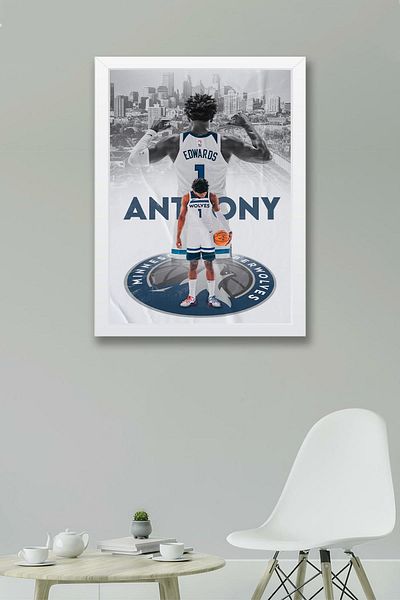 Saturn Pictură înrămată de Anthony Edwards - Poster NBA Minnesota Timberwolves