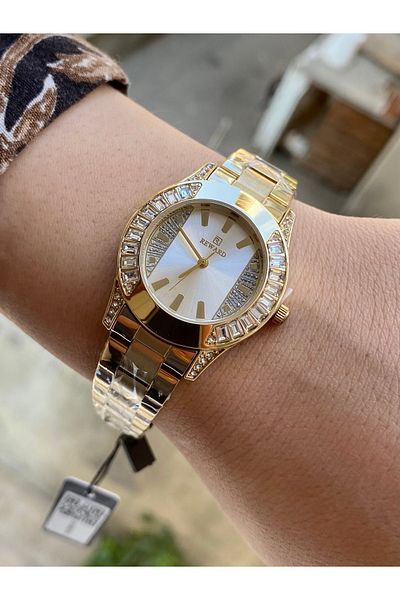 Reward Original Women Wrist Watch Waterproof Gold Color Steel Band