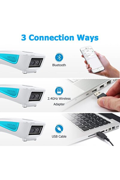 NETUM C850 Mini Bluetooth 2D QR Barcode Scanner (Wireless, Pocket, 3-in-1)