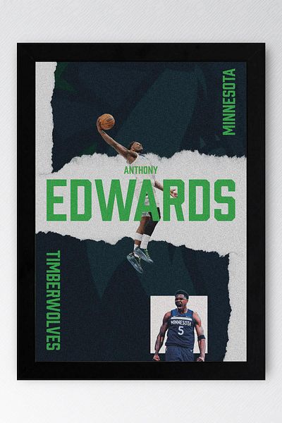 Saturn Pictură înrămată de Anthony Edwards - Pictură poster NBA de baschet