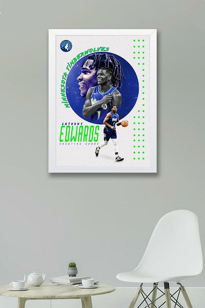 Saturn Pictură înrămată de Anthony Edwards - Poster NBA Minnesota Timberwolves