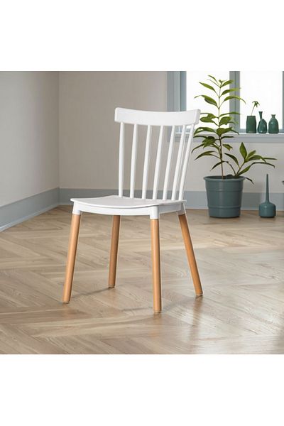 rexa Windsor Design Dining Chair – Stackable Pp Seat With Beech Wood Legs For Home 82 X 52 X 50cm