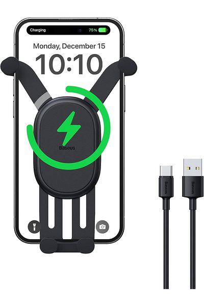 Baseus Stable Gravitational 15W Wireless Car Charger, Rotatable Phone Holder for Air Vent