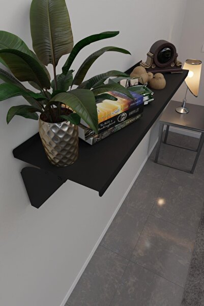 risingmaber Metal Siyah Vidalı Duvar Rafı, Dresuar Raf, Uçan Raf Dekoratif Ki...