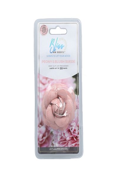 Bliss Air Scents 3D Floral Design Peony and Blush Suede Scented Vent Clip Air Freshener