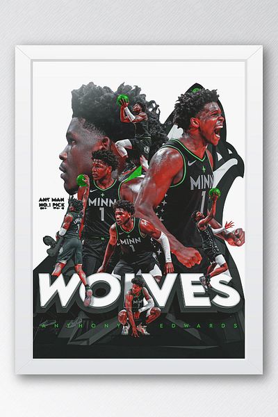 Saturn Pictură înrămată de Anthony Edwards - Pictură poster NBA de baschet