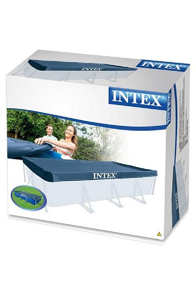 Intex Solid Rectangular Pool Cover With Drawstring Closure Blue 460 X 230cm