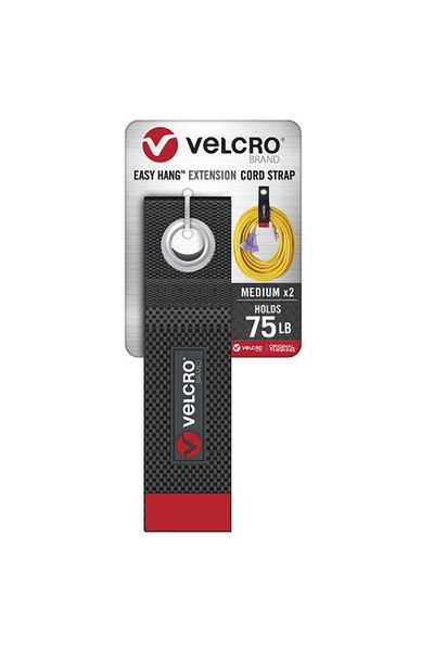 Velcro Easy Hang Extension Cord Strap Black and Red