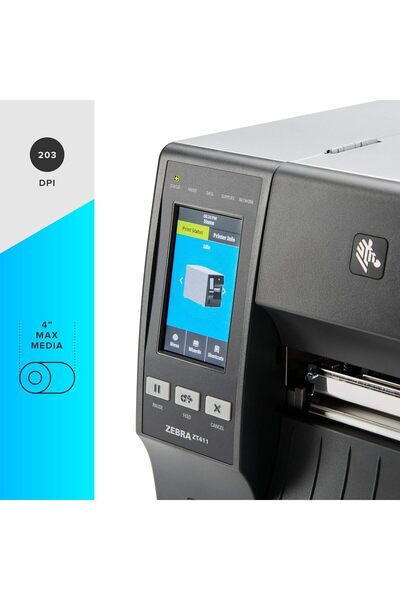 Zebra Technologies ZEBRA ZT411 Thermal Transfer Industrial Printer 203 dpi Print Width 4 in Serial USB Ethernet Bluetoo