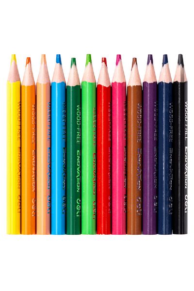 Deli 12-Piece Enovation Wood-Free Colored Pencils Assorted Color 3mm