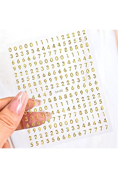 Venalisa Tırnak Sticker Nail Art Süsleme Etiket Numara Rakam Sayı Sticker Gol...