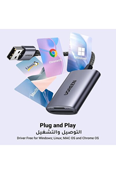 Ugreen USB 3.0 Dual-Slot SD & MicroSD Card Reader (Aluminum)