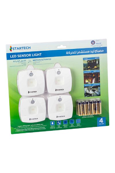 startech 4-Piece Energy Saving High-Performance Motion-Activated LED Sensor Light White