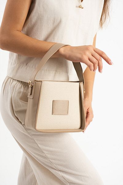 pasyone Beige Canvas Women's Shoulder Bag