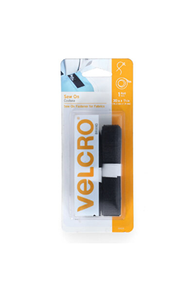 Velcro شريط تثبيت قوي وآمن على القماش، أسود، 30 × 3/4 بوصة