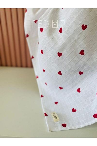 Pedimu Red Heart Muslin Blanket Muslin Baby Blanket Unisex Plain 75*75