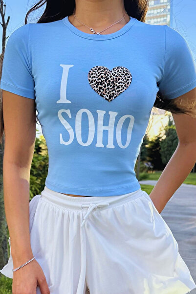 BİKELİFE Γυναικείο μπλουζάκι με στάμπα Lycra Crew Neck Crop