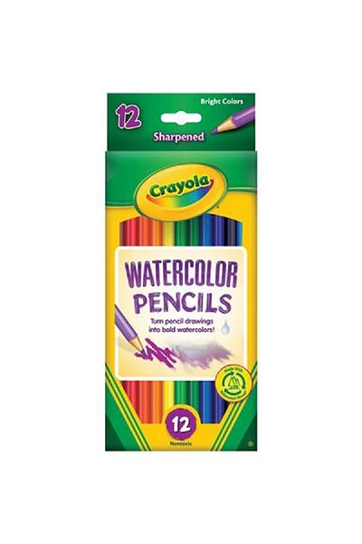 Crayola 12-Piece Nontoxic Sharpened Watercolor Pencil Set Multicolor