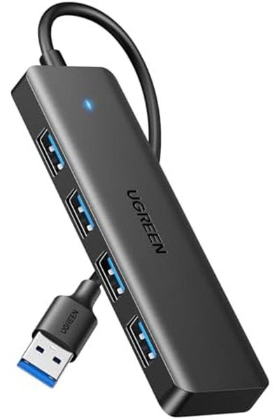 Ugreen موزع USB 3.0، محول متعدد المنافذ بأربعة منافذ، موزع بيانات فائق النحافة، موزع USB A