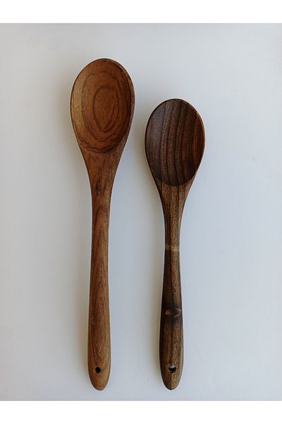 AYSAN Walnut Handmade Spoon 2-Piece Serving Set