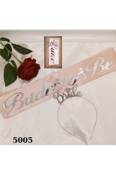 BKMC PARTY مجموعة حزام التاج المعدني للعروس باللون الوردي