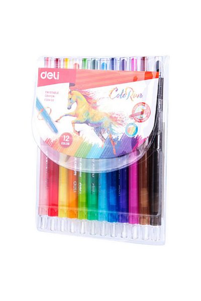 Deli 12-Piece Bright Twistable Crayons Assorted Color