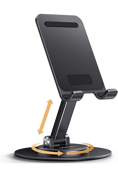 Ugreen Phone Stand 360° Rotating and Height Adjustable Metal Mobile Stand Holder for Desk Foldable