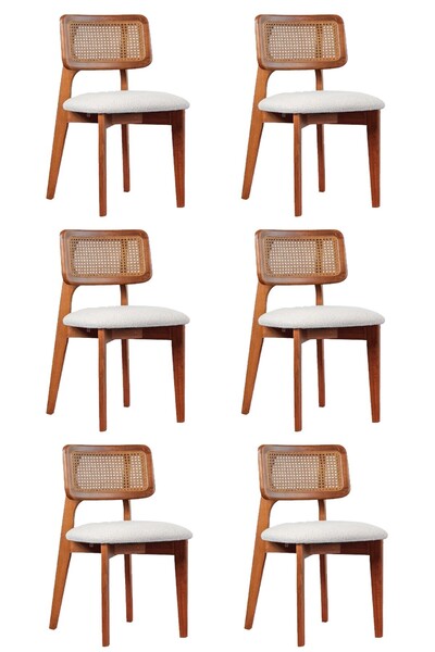 Sweet Home Masa Sandalye Kuzey Sandalye Ahşap Gürgen 6 Lı Set Cafe,Restaurant...