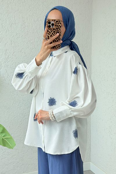 Salih Çelebi Πουκάμισο Sun Pattern 2331 - INDIGO