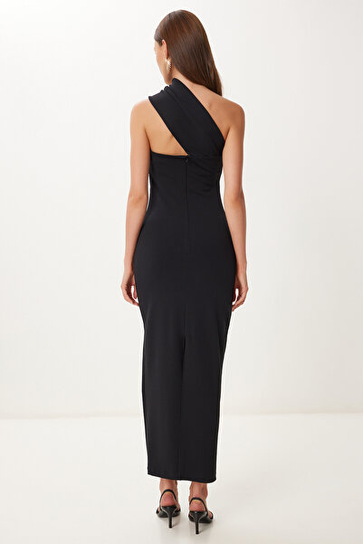 Lovelyİstanbul Rochie țesută elastică cu un singur umăr NEGRU LFK0014