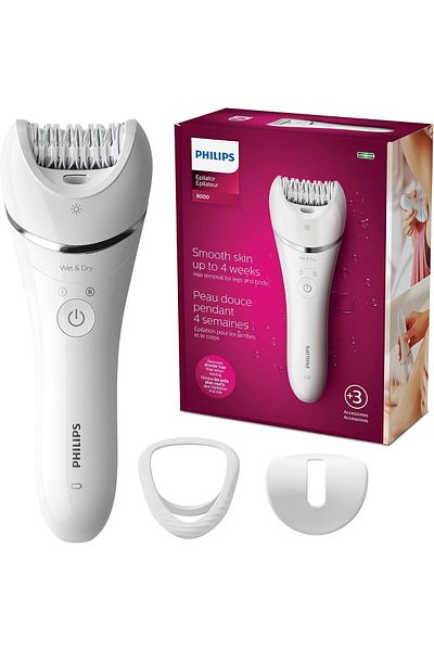 Philips Epilator Series 8000, with 3 Accessories, BRE700/04