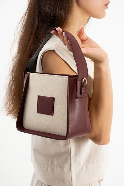 pasyone Burgundy Canvas Women's Shoulder Bag