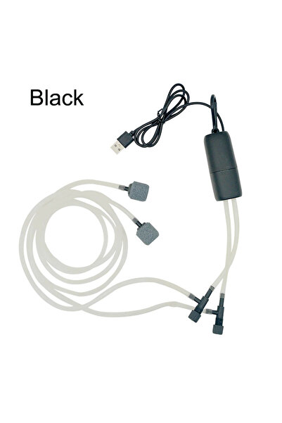choice2 مضخة هواء أكسجين USB محمولة لحوض السمك باللون الأسود مزودة بفتحتين وض...