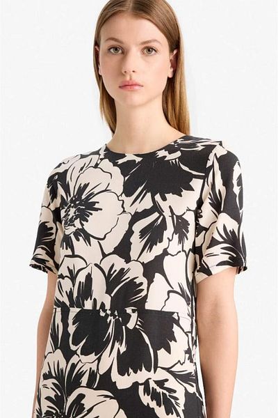 DeFacto Rochie de vară cu imprimeu floral, decolteu, mânecă scurtă, mini