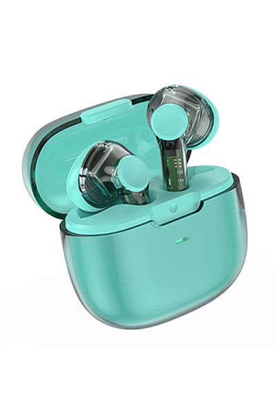 WIWU Pure Sound TWS Airbuds T-12T Turquoise Blue True Wireless Earbuds in Turquoise Blue