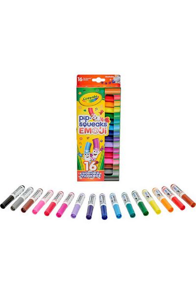 Crayola 16-Piece Pip-Squeaks Emoji Stamp Washable Marker Set Multicolor