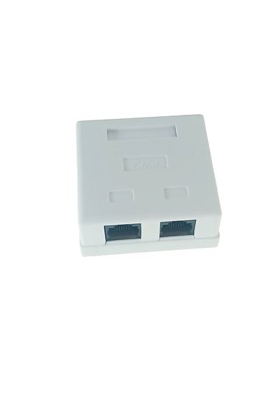 OEM Double UTP cat 6 socket, unshielded, surface mounting, 2 x RJ45, plastic, white
