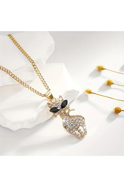Ayzen Cute Cat Necklace with Stones