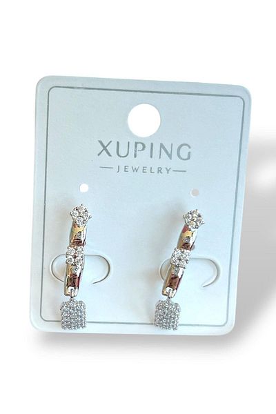 TAKIŞTIR Silver Color Stone Detailed Steel Xuping Earrings (Pair)