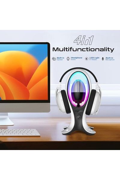 Promate Portable Bluetooth Speaker, High-Definition Wireless Speaker and Headphone Stand with USB-C