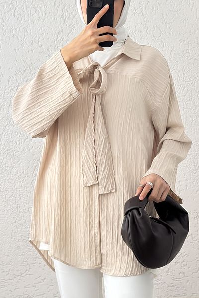 Salih Çelebi Bow Tie Kimono 2225 - Beige