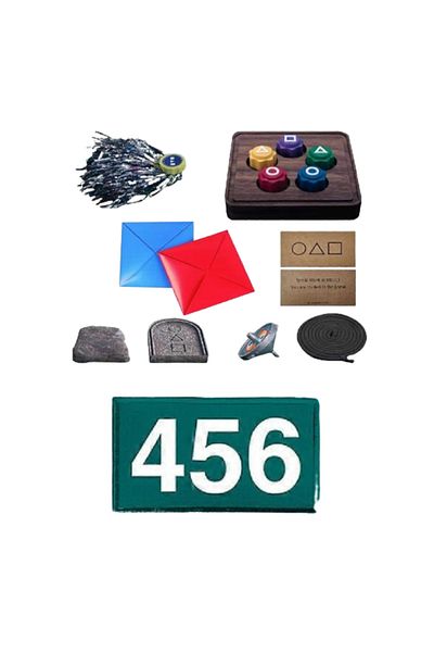 victiny Set 6 jocuri interactive jocul calamarului VICTINY® emblema verde nr 456 si un joc din gong-ji / je