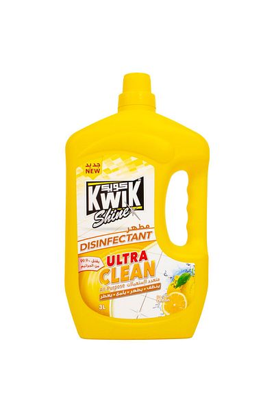 Kwik Ultra Clean Lemon Disinfectant 3L – Powerful Germ Kill & Fresh Citrus Scent