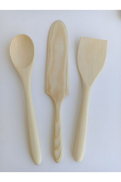 AYSAN Handmade Wooden Spoon and Spatula Set 30cm