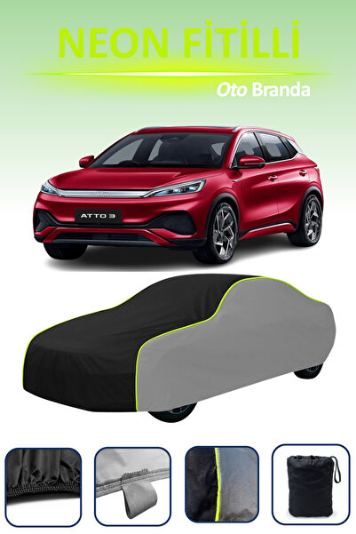 Cemku Shade رمادي-أسود-رمادي [Byd Atto3] قماش سيارة مضفر نيون متوافق، مقاوم ل...