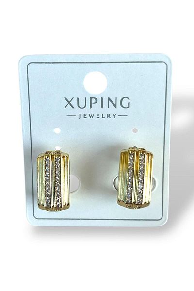 TAKIŞTIR أقراط Xuping من الفولاذ بتفاصيل حجر ذهبي اللون (زوج)