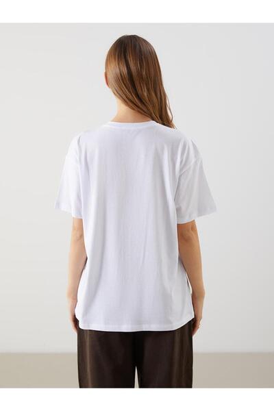 LC Waikiki Γυναικείο μπλουζάκι με στάμπα Crew Neck (S5)