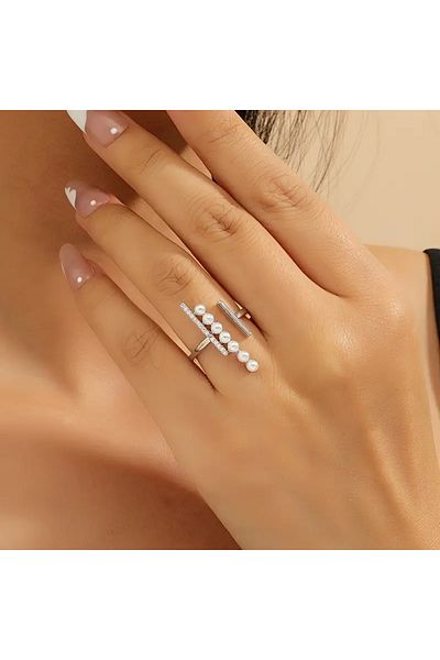 Ayzen Adjustable Stone Pearl Ring